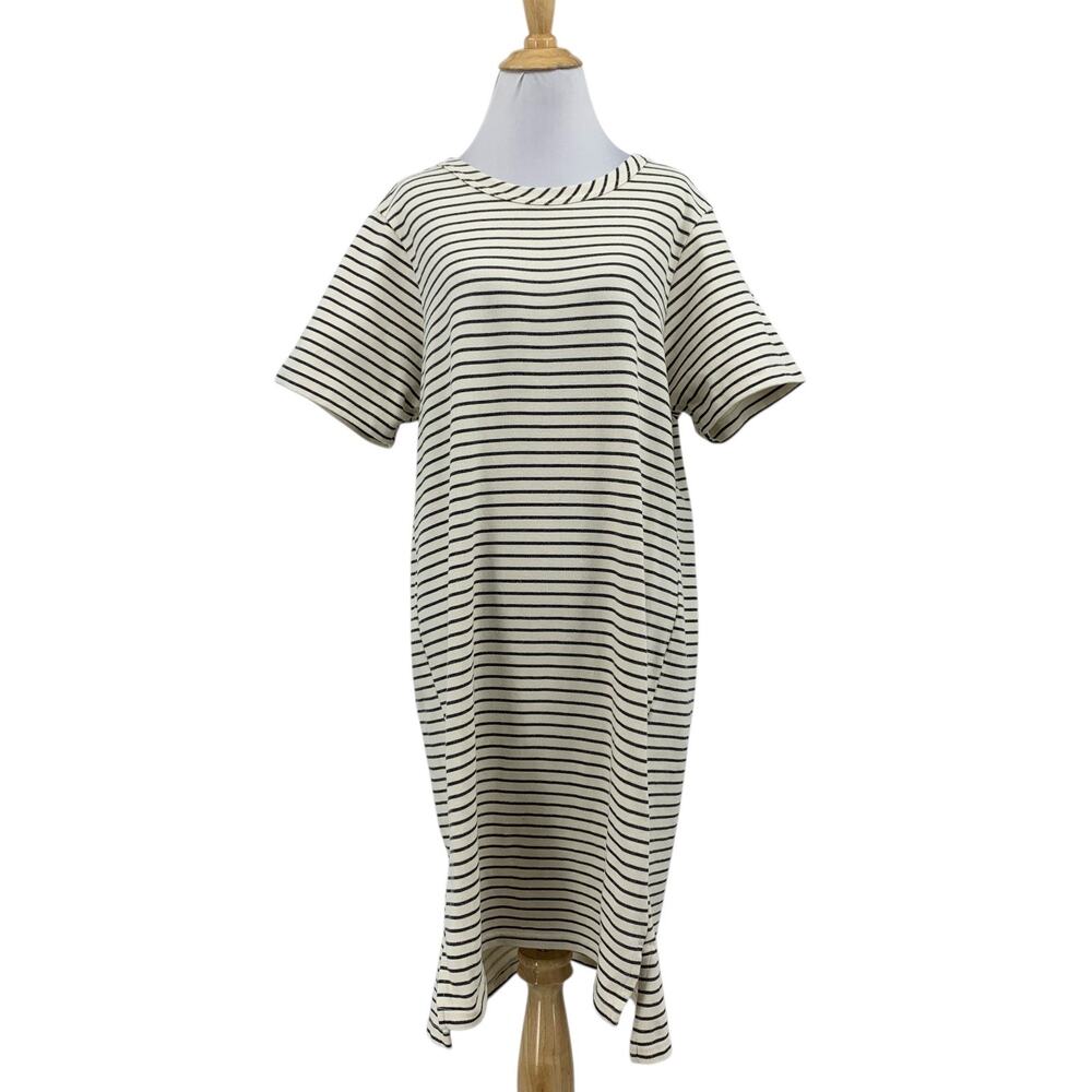 Buffalo David Bitton Dress Womens L Large Multi Striped Short Sleeve Tee Midi